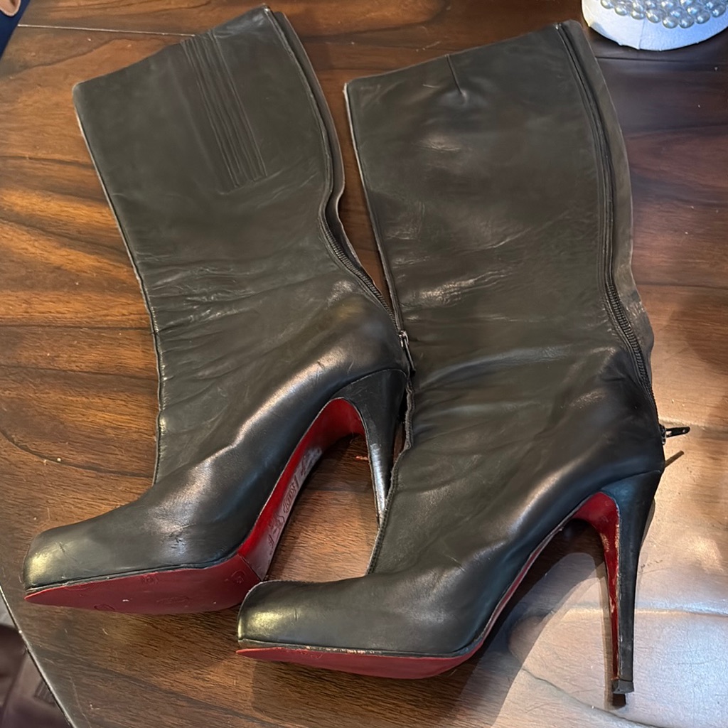 Christian Louboutin Classic Stiletto Red Sole Back Zipper Tall Boots